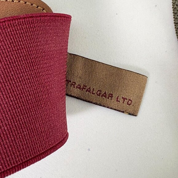 Trafalgar Suspenders Green Burgundy Brown Leather Braces Gold - Picture 5 of 8